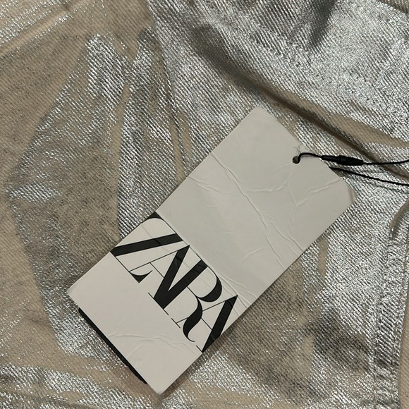 White and silver metallic or foil Zara jeans new with tags - Picture 5 of 5